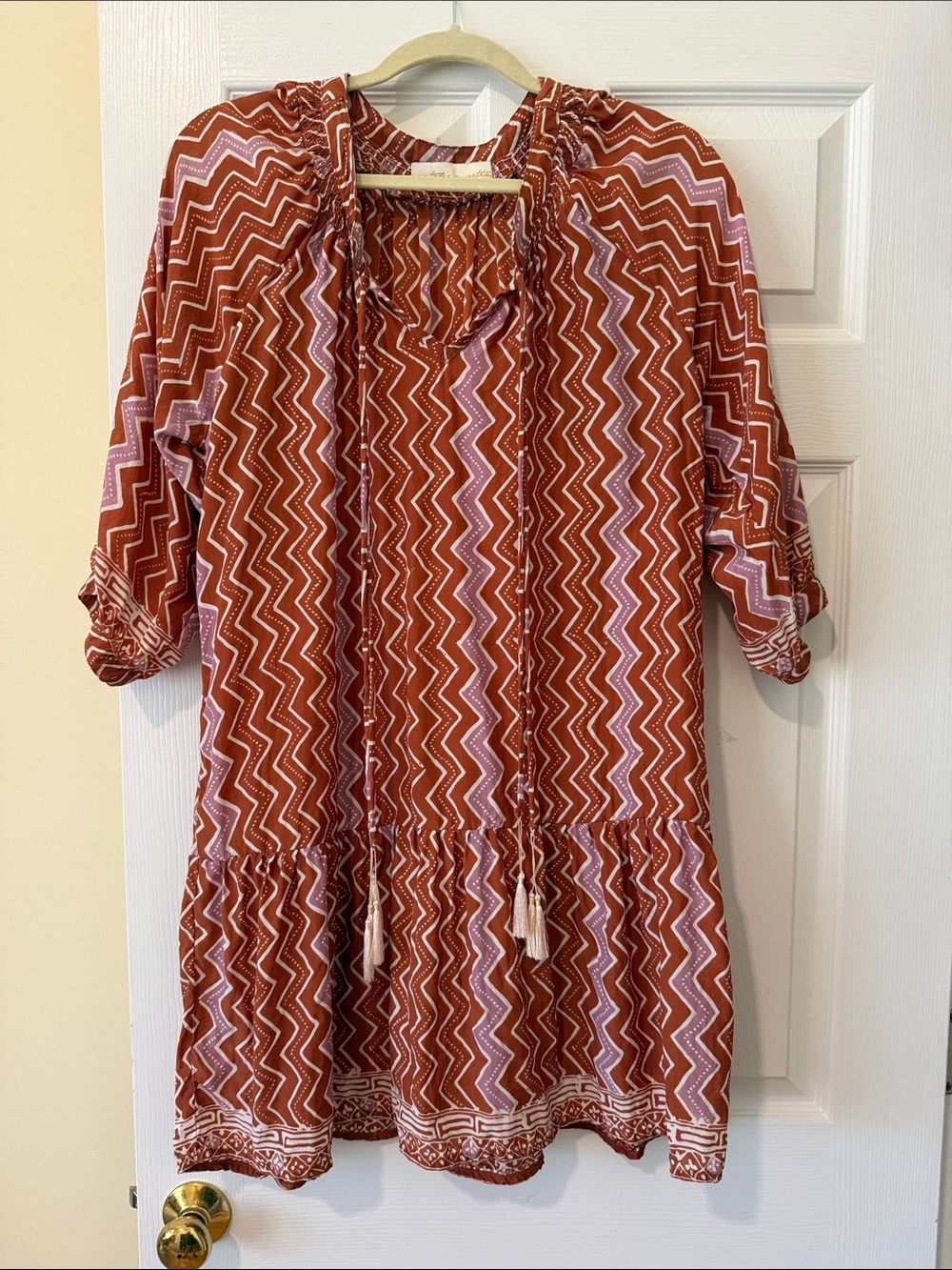Natalie Martin 100% Silk Shift Dress Orange Pink Size Medium